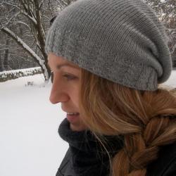 Knit hat - Slouchy hat- Grey - Slouchy beanie -Knit hat for women-Teens- Girls - Slouch hat - Cabled hat 